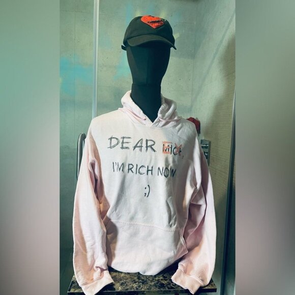 Dear Ex Im Rich Now Sweatshirt - Pink Black - XL Y2k Pullover Sweatshirt Hoodie - Picture 2 of 10